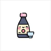 A bottle of soy sauce with a cup of tea vector