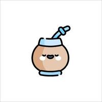 A cartoon cup with a face and a straw vector