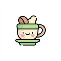 A cute cup of coffee with a face on it vector