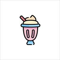 Ice cream icon with a straw and a pink drink vector
