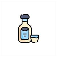 A bottle of alcohol and a glass of wine vector