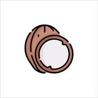 A coconut is shown in a line drawing vector