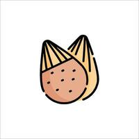 A drawing of a nut with a shell on it vector