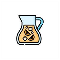 A pitcher of orange juice with slices of fruit vector