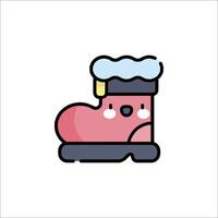 A cute pink boot with a snowman on it vector