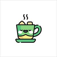A cute cup of tea with a face on it vector