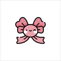 A cute pink bow with a smile on it vector