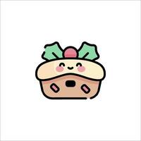 A cute little cake with a holly leaf on it vector