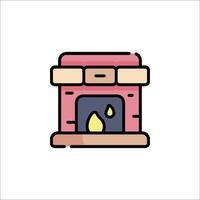 A fireplace icon with a fire inside vector