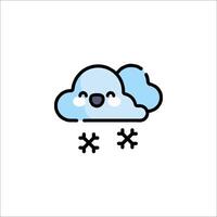 A cartoon cloud with snowflakes on it vector