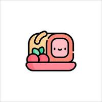 A cute little food icon with a slice of bread and fruit vector