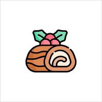 A roll of pastry with a holly leaf on top vector