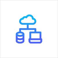A cloud icon with a laptop and a server vector