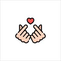 Two hands with a heart in the middle, with a red heart in the middle vector