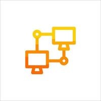 A computer icon with two monitors and a keyboard vector