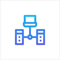 A computer and a server are connected to each other vector