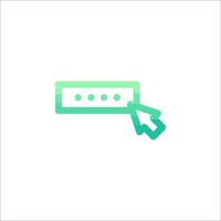 A green and white icon of a mouse pointing at a button vector