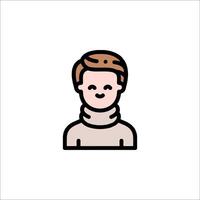 A man in a turtle neck is shown in a line icon vector