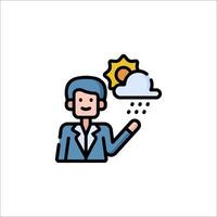 A man with a cloud and sun icon vector