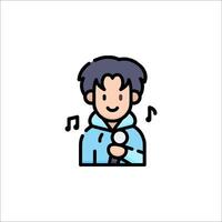 A cartoon man with a microphone and music notes vector