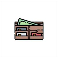 A wallet with money and credit cards icon vector