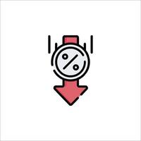 A red arrow pointing down on a white background vector