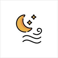 A crescent moon and stars in the sky vector