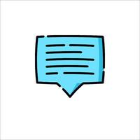 A speech bubble icon with a text box vector