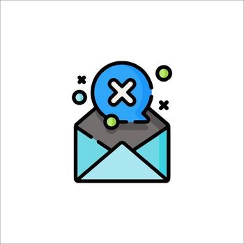 Email icon with a speech bubble and a x vector
