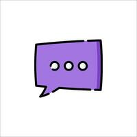 A purple speech bubble with three dots on it vector