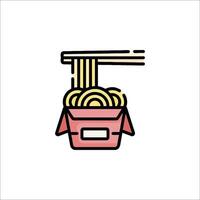 A noodle icon with chopsticks and noodles vector