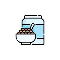 A bowl of cereal and a jar of milk vector