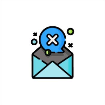 An email with a speech bubble and an x vector