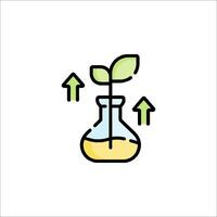 A plant growing in a flask with arrows pointing up vector
