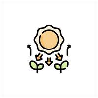 A sunflower with leaves and a green arrow vector