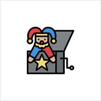 A cartoon jester sitting in a box with a star vector
