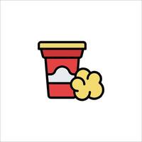 A red cup with popcorn and a lid vector