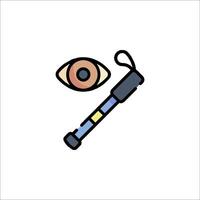 An eye with a pen and a flashlight icon vector