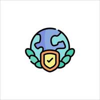 A globe with a shield and a tick vector