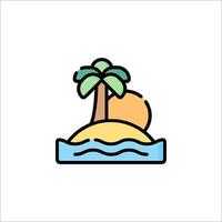 A palm tree and a beach on an island vector