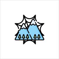 A mountain with trees and a spider web vector