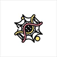 A spider web with a yellow and pink design vector