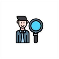 A man with a magnifying glass icon vector