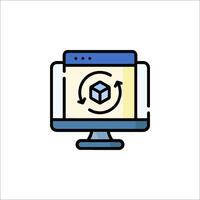 A computer monitor with a cube icon on it vector