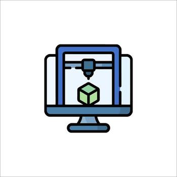 A computer screen with a cube on it vector