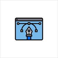 A blue and white icon of a computer screen vector