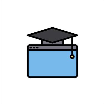 A computer with a graduation cap on it vector