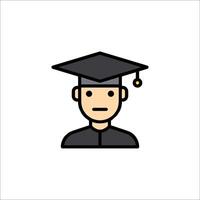 A graduate icon with a black hat and a graduation cap vector