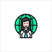 A woman with a tie around her neck and a globe in the background vector