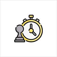 A clock and chess piece icon on a white background vector